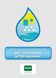 Germs live in moisture -Dry your hands after washing